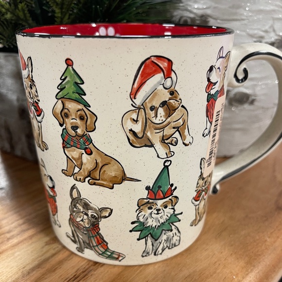 Christmas Dogs Frenchie Pug Dachshund Corgi Ceramic scroll Handle Coffee Mug NWT - Picture 5 of 5
